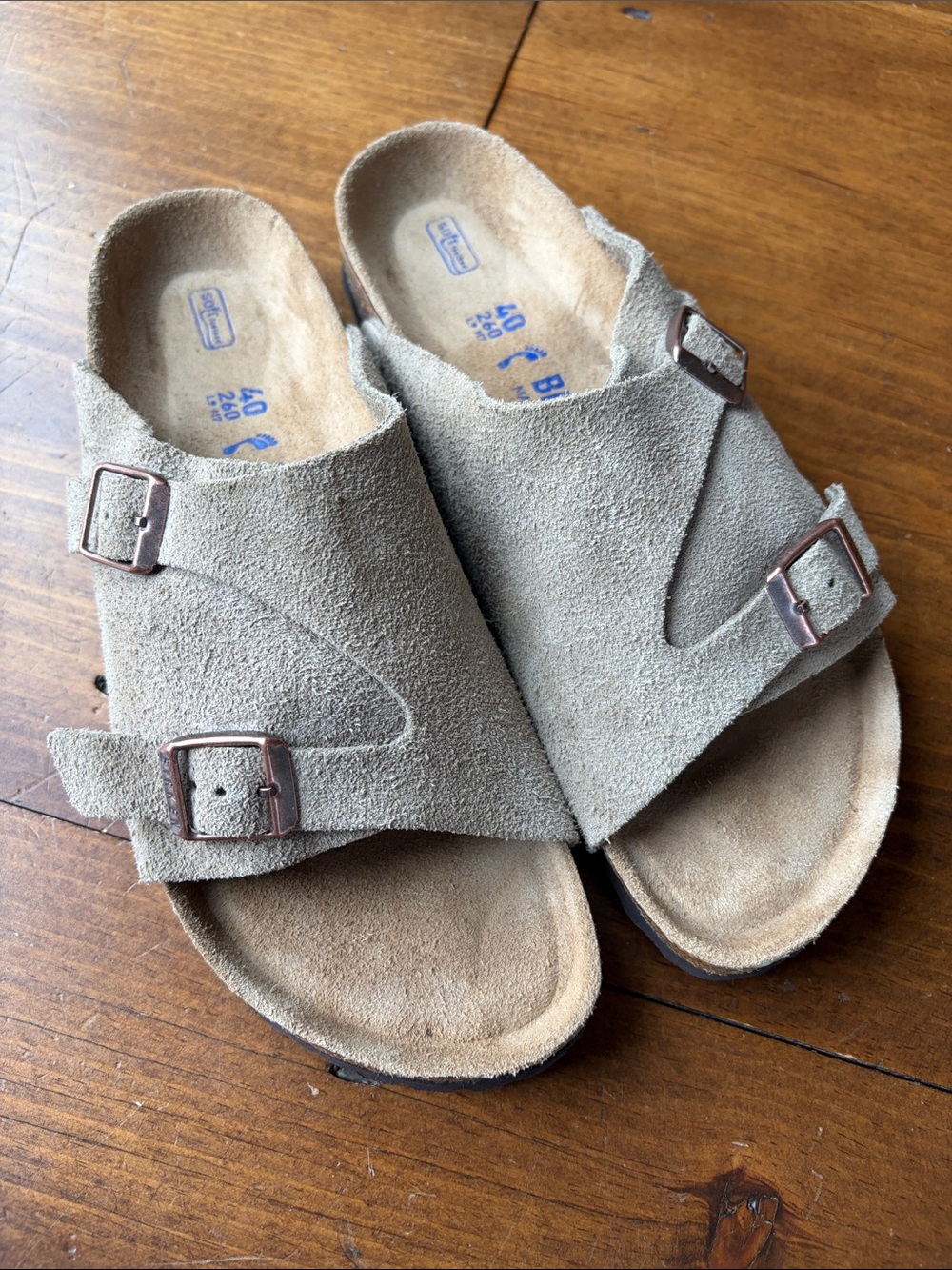 Birkenstock Zurich Taupe Suede Sandals 40